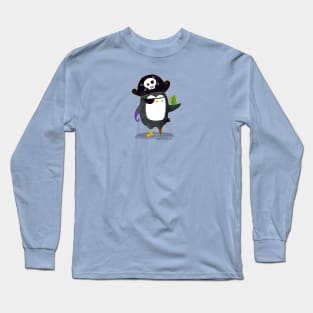 Pirate Penguin with a Parrot Long Sleeve T-Shirt